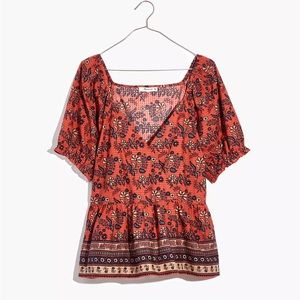 Madewell Puff-Sleeve Peplum Top